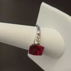 Pink Quartz Ring -size 9 sterling silver